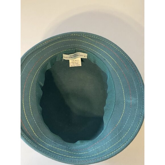 Raffaello Bettini 100% Wool Hat Teal Blue Green Cloche Style Made In Italy main image 13